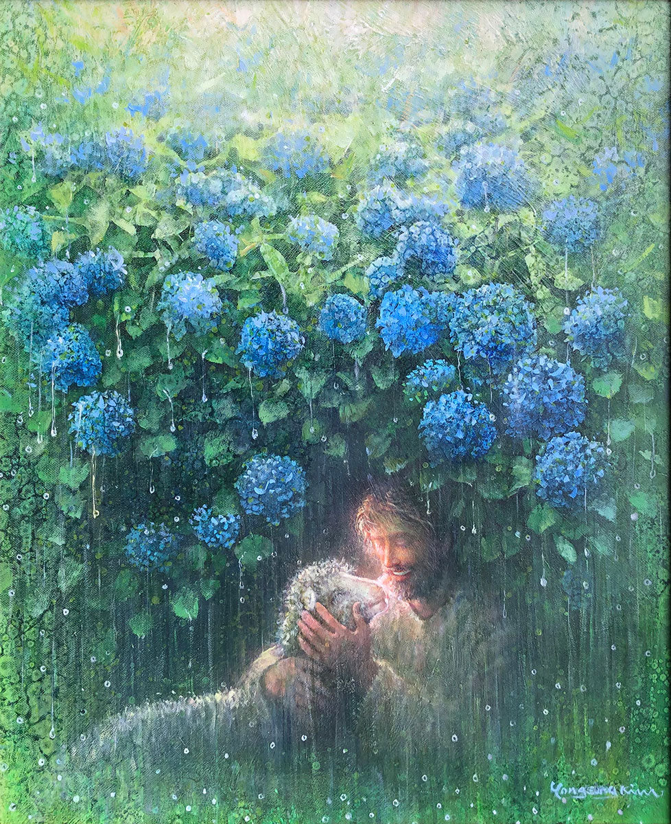 He Is My Refuge Mixed Media Original Painting 19.75 x 24