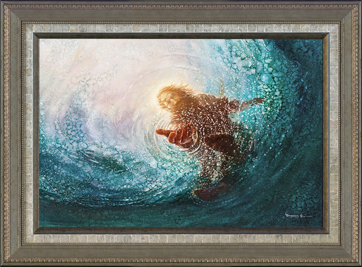 Anniversay The Hand of God Fine Art Canvas in a Capriz Shell Frame