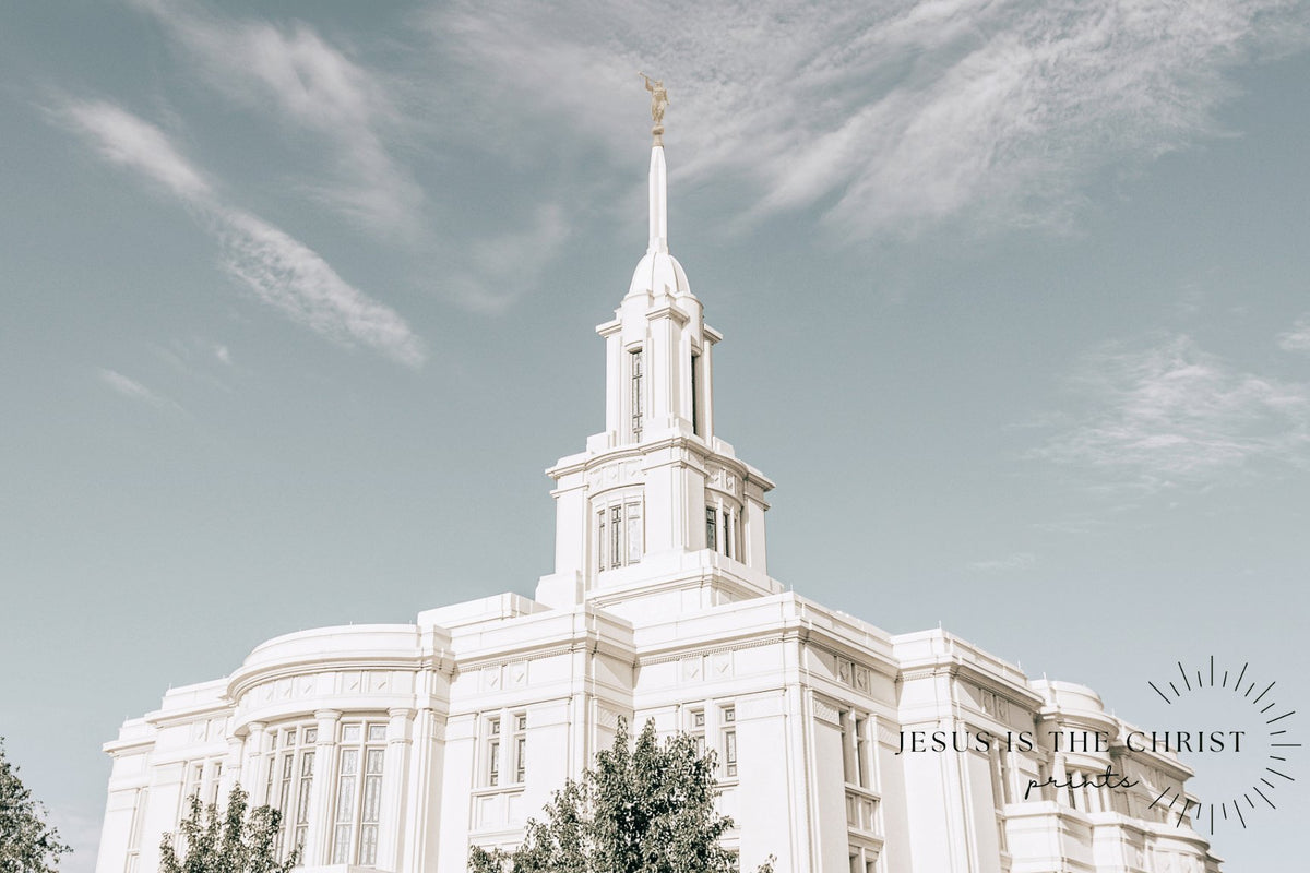 Payson LDS Temple in Snow 14x11