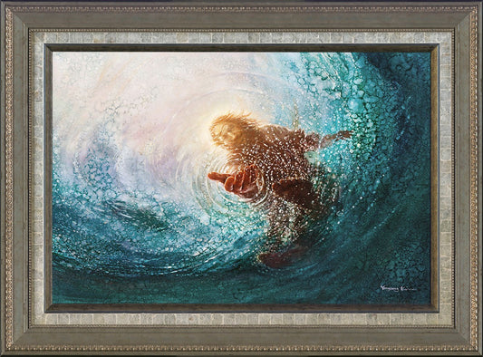 Anniversay The Hand of God Fine Art Canvas in a Capriz Shell Frame