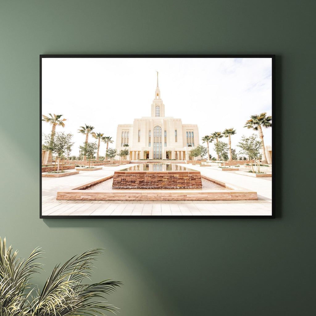 Red Cliffs Utah Temple Fountain View - Jesus is the Christ Prints