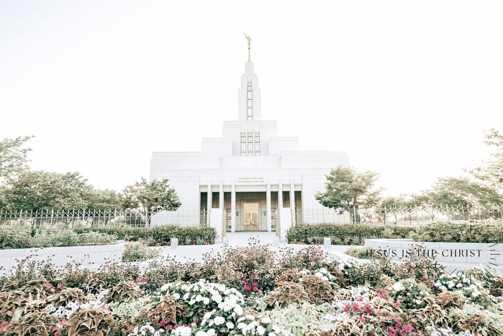 Draper Utah Temple Flowers Horizontal - Jesus is the Christ Prints