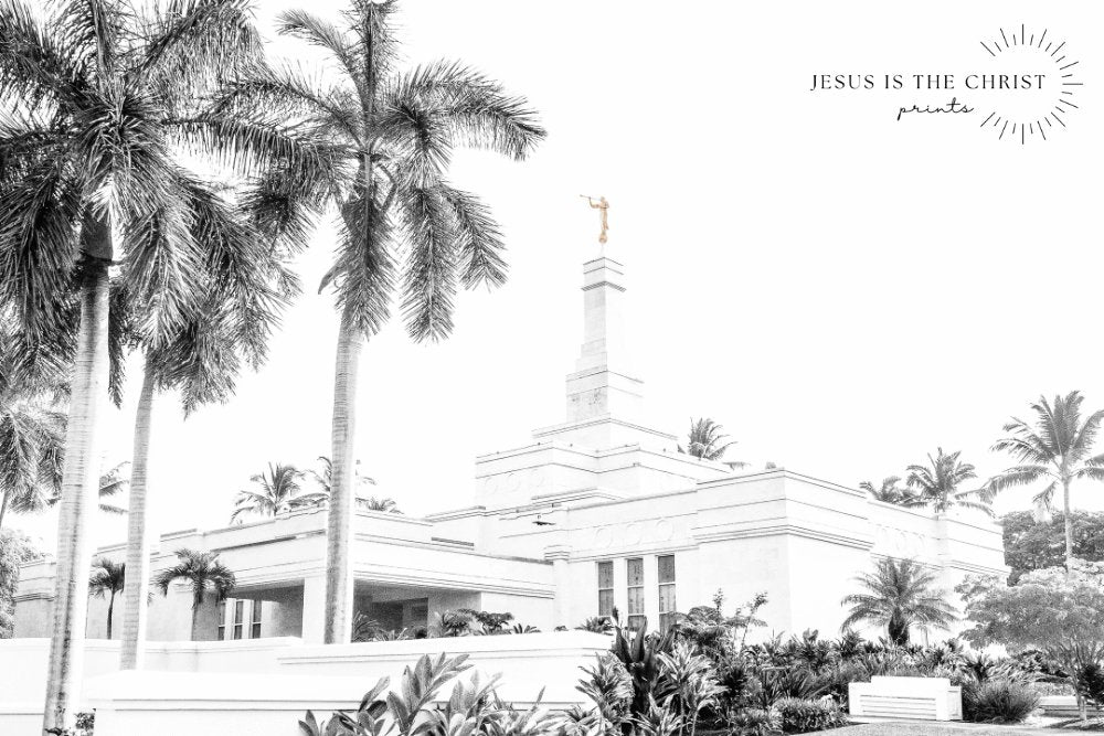 Kona Hawaii Temple Black & White - Jesus is the Christ Prints