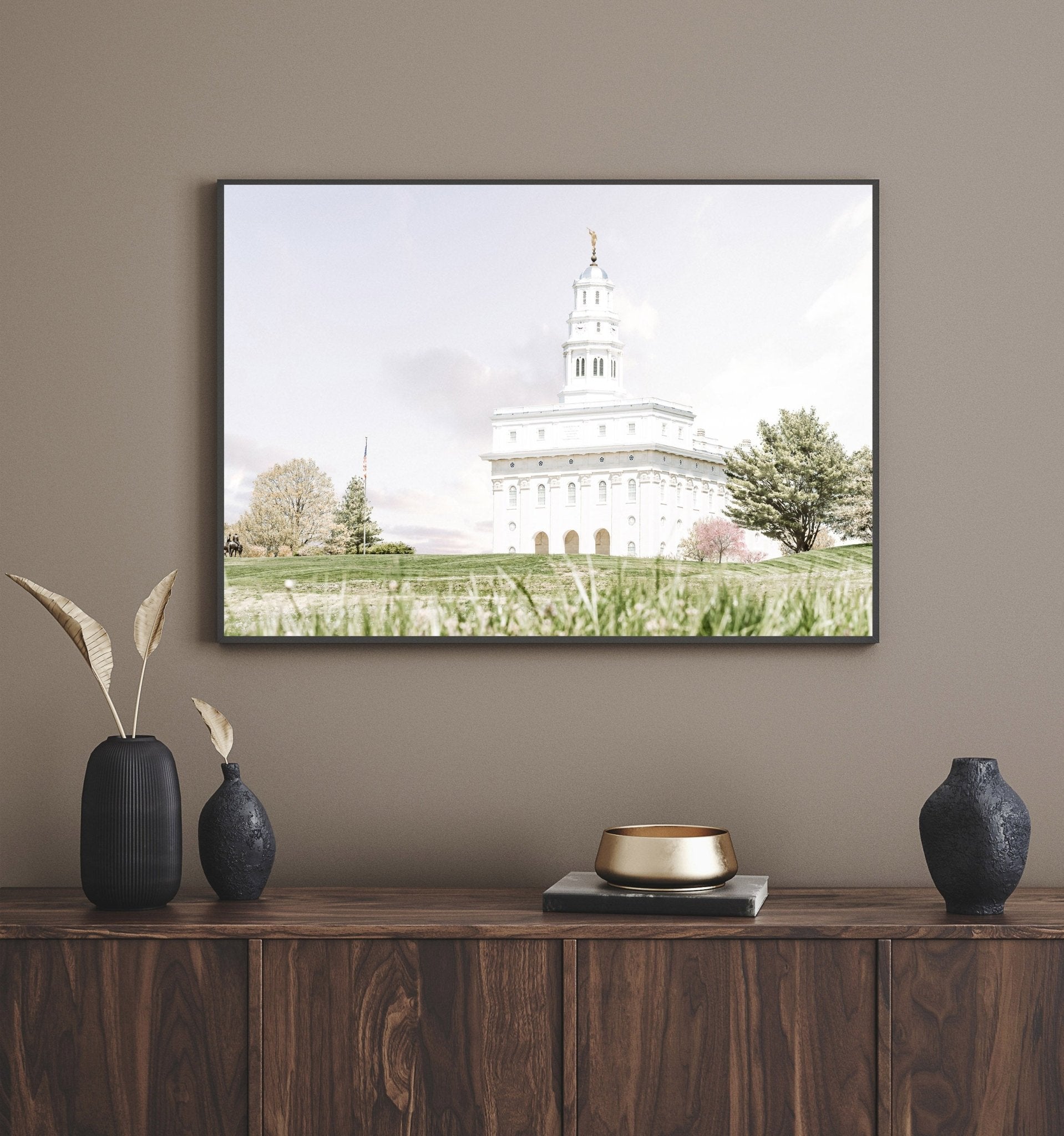 Nauvoo Temple Being Built – Fine Art Cold Wax Painting – LDS Art Shop